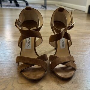 Jimmy Choo Brown Suede Strappy Heels